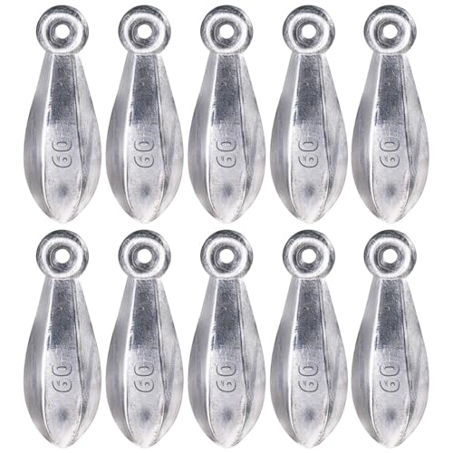 Sougayilang Fishing Weights Sinkers Bank Sinkers Bullet Weights for Surf Fishing Pier Bank Fishing Saltwater Fishing Gear 1oz to 12oz - size: 2oz 10pcs