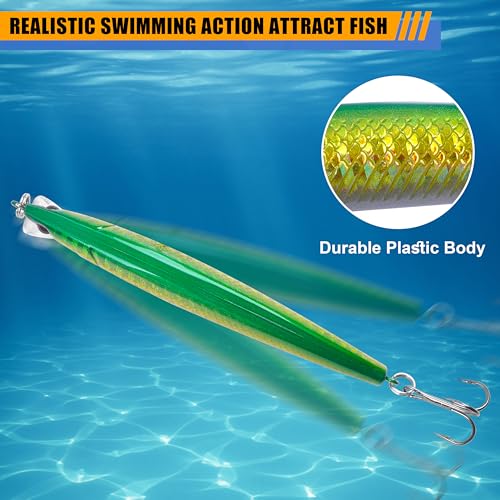 Fishing Suspending Jerkbait Kit, 8pcs Floating Minnow Hard Lures Bass Trout Walleye Catfish Baits Swimbaits for Saltwater Freshwater