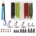 Wacky-Worms-Bass-Fishing-Lure-Kit-Wacky-Rig-Worms-Soft-Plastic-Stick-Baits3 4" 5" 6 inch - color: 80-Piece Supper Wacky Worm Kit