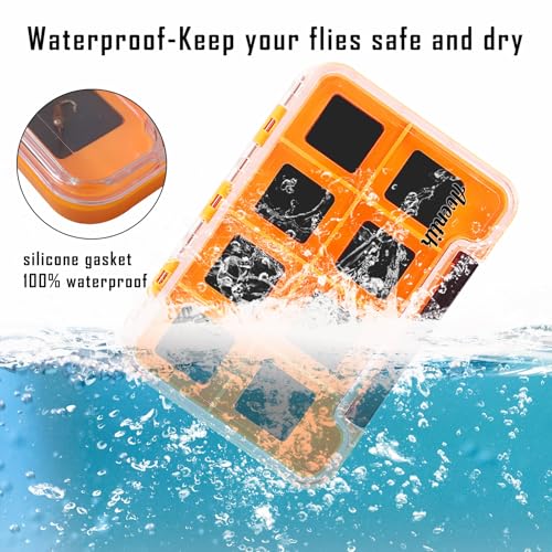 2PACK-Aventik Waterproof Slim Pocket Fly Hook Box Bait Storage Tackle Box (8 Magnetic Compartment-Orange, Small) - style: M:Orange-8C