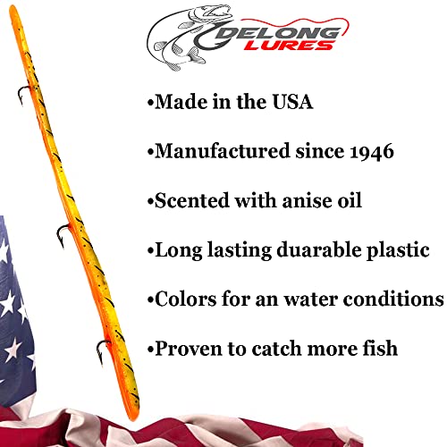 DELONG LURES: Weedless Fishing Lures 9" Pre-Rigged Fishing Worms - Weedless Bass Fishing Lures, Prerigged Soft Plastic Worm Fishing Lures for Bass, Pike, Bass Lures Baits Tackle - color: Rigged Variety