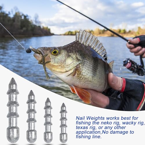 Nail Weights for Bass Fishing Sinkers Weights,40pcs Wacky Worm Weights Insert Sinkers Weights for Plastic Wacky Rig Bass Fishing - style: 1/16oz - 40pcs
