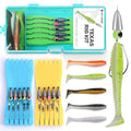 Texas Rig Kit 10 PCs 3/16 1/4 3/8oz with Paddle Tail Swimbaits and Reusable Bait Rig Keeper Case, Quick-Fishing Bass Fishing Lures Kit - color: 1/4oz, 2/0 - 10Pack