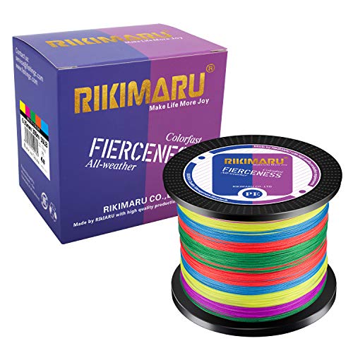 RIKIMARU Braided Fishing Line Abrasion Resistant Superline Zero Stretch&Low Memory Extra Thin Diameter 327-1094 Yds, 4-180LB - color: Multicolor, size: 327 Yds/0.10mm/10LB