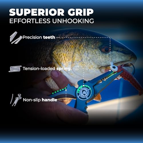 GOMEXUS Fishing Pliers Saltwater with Side Cutters, Never Rust Inshore & Nearshore Titanium Fishing Gear with Lanyard & Leather Sheath, Hook Remover, (7.5'' Split Ring Nose) - color: Split Ring Nose