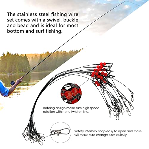 YOTO Fishing Leaders,Stainless Steel Tackle Rig with Tackle Lure Swivels Snaps, Saltwater rig Wire Leader Fishing Leader Wire Bottom rigs for Saltwater - color: Black Fishing Leaders, style: 1arm+2arm-24pcs