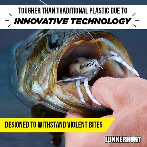 LUNKERHUNT Phantom Spider Lure for Bass Fishing (2.5 Inch) | Topwater Spider Fishing Lure with Natural Walking Action | Soft Hollow Body Weedless Hooks for Trout and Pike - color: White Wolf