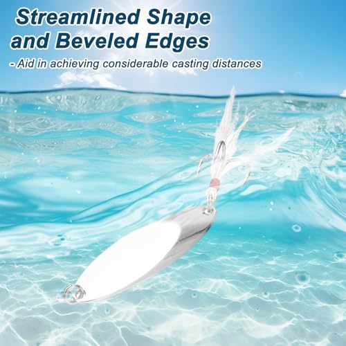 Fishing Spoons Lures Metal Saltwater Treble Trout Lures Jigging Spoon with Treble Hooks Spinner Baits for Freshwater - color: Silver, size: 5g / 1/5oz