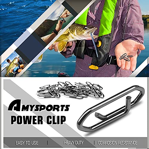 AMYSPORTS High Strength Fishing Snap Saltwater Stainless Connector Snaps Swivels Tackle Steel Power Fishing Clip Lure Quick Change Black Nickel - size: Size5 (121lb) 50 pcs