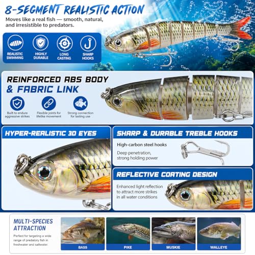 PLUSINNO Fishing Lures Kit Tackle Box, Premium Fishing Bait Set for Bass, Trout, Crappie, Walleye, Fishing Gear Accessories Kit for Freshwater & Saltwater, Fishing Gifts for Men