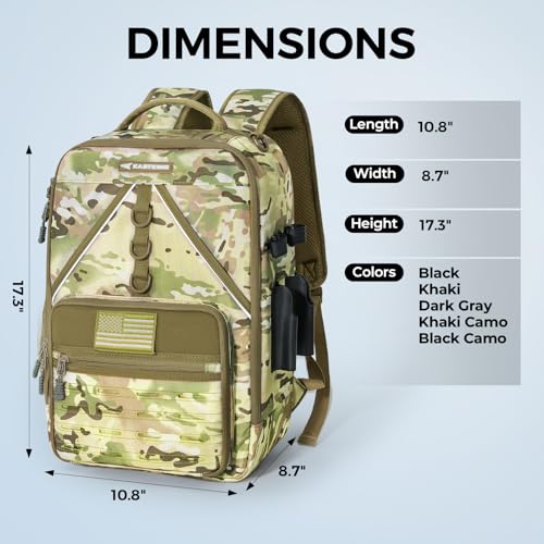 KastKing KarryAll KastMate Fishing Tackle Backpack,Water-Resistant Tackle Bag With 2 Rod Holders,Fishing Gear and Equipment With Large Gear Storage,Khaki Camo - color: D: Khaki Camo