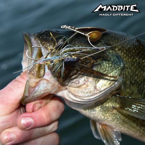 MadBite by KastKing Spinnerbait Fishing Lures, Bass Trout Salmon Walleye Stainless Steel Spinner Baits Kit, Saltwater Freshwater, 4 pcs - color: Muddy Water - Double Willow, size: 3/8oz
