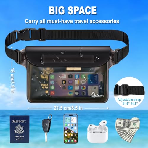 Waterproof Fanny Pack, Dry Bag Phone Pouch for Beach Swimming Kayaking | Floating dry bag keeps wallet & purse safe. Triple zip-lock seals water. Touchscreen works wet. Cruise, fishing & travel - color: Gray+Black