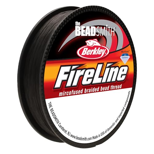 The Beadsmith Fireline by Berkley – Micro-Fused Braided Thread – 4lb. Test, .005”/.12mm Diameter, 50 Yard Spool, Smoke Grey – Super Strong Stringing Material for Jewelry Making and Bead Weaving - color: Smoke Grey, size: 4lb, .005”, 50 yard