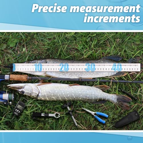 VioraWhite 7 Pcs Fishing Gear and Equipment Tools Accessories Kit with 47 in Fishing Ruler Stainless Steel Pliers, Fish Handle, T-Shaped Hook Remover, Electronic Scale, Lanyard, and Black Storage Bag