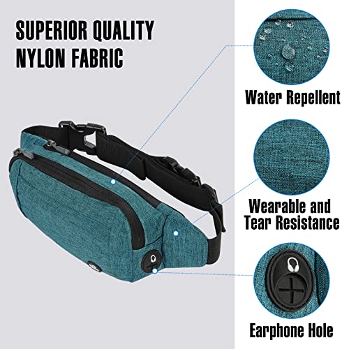 WATERFLY Fanny Pack Waist Bag: Small Hip Pouch Bum Bag Fannie Pack Phanny Fannypack Waistpack Bumbag Beltbag Sport Slim Fashionable for Jogging Hiking Hiker Woman Man - color: Green