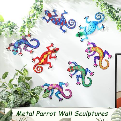 Tandefio 8 Pcs Metal Wall Decor Wall Art Hanging Decorations Outdoor Indoor Sculptures for Garden Fence Pool Home Porch(Lizard, Gecko) - style: Lizard, Gecko