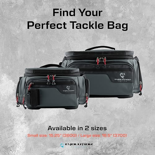 Evolution Fishing Largemouth 3.0 3700 Tackle Bag - Patent Pending Modular Pop Out Pockets, Molded Bottom, Includes Quicklatch Tackle Tray, Plier Holster, Heavy Duty Fishing Storage Bag