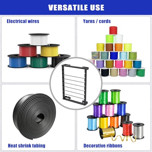 Kipika Portable Wire Spool Rack - Heavy-Duty Steel Cable Dispenser with 4 Adjustable Rods, Spool Rack Holder for Efficient Storage & Dispensing (B: Wall-mounted Wire Spool Holder (6 Rods)) - color: B: Wall-mounted Wire Spool Holder (6 Rods)