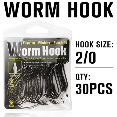 Dovesun Weedless Worm Hooks Wacky Rig Hooks Texas Rig Hooks 30PCS Professional V Bass Fishing Hooks for Freshwater Saltwater 1/0 2/0 3/0 - size: 2/0 * 30PCS, style: Professional "V" Weedless Hook
