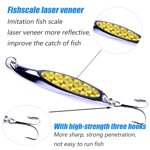 Fishing Lures - Trout & Bass Walleye Lures, Saltwater Fishing Spoons 5pcs with Box