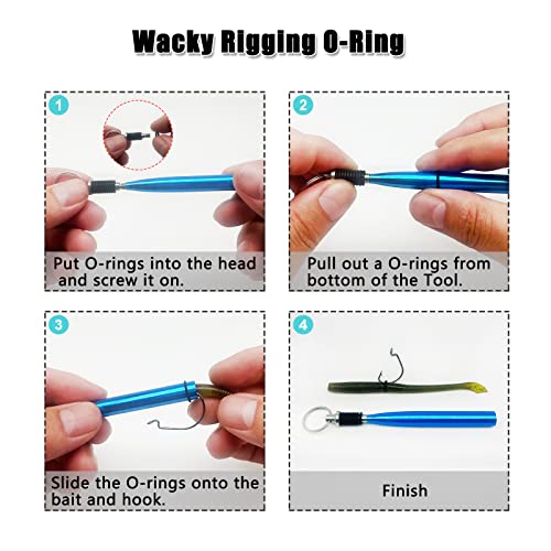 Worm Soft Plastic Bait Kit 100PCS 4 inch Worms Fishing Lures 100PCS O-Rings and Wacky Rig Tool Fishing Worms for Bass