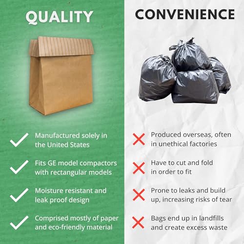 Dano Pre-Cuffed Paper Trash Compactor Bags (12 Pack) | Heavy Duty Kitchen Garbage Compactor Bags & Liners | 11 Gallon Precuffed Garbage Bag for Compactor | Eco-Friendly Trash Compactor Bag - size: 1 Count (Pack of 12)
