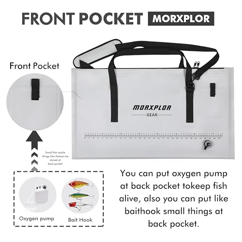 MORXPLOR Fish Bag Heavy Duty Tournament Fishing Weigh in Bag 26x23 19x34 inches - color: 34inch Light Grey With Mesh Bag