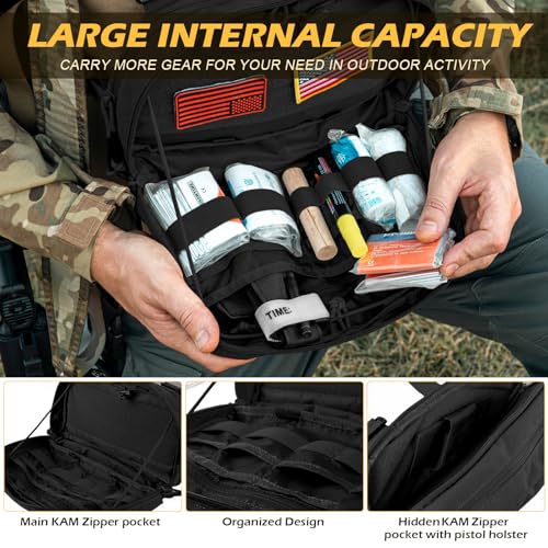 Tactical Chest Pack Bag Molle EDC Pouch Bag with CCW Compartment Adjustable Strap Workouts Fishing Hunting - color: Black