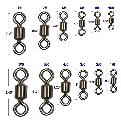 Rolling Barrel Fishing Swivel Black Nickle Fishing Hook Line Connector Fishing Tackle Accessories 30LB to 335LB 50-100pcs - size: 100pcs 3/0