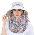 Women Wide Brim Face Mask Sun Hat Detachable Neck Face Flap Ponytail UV Protection Visor Hat Garden Fishing Hiking - color: M9099-mise