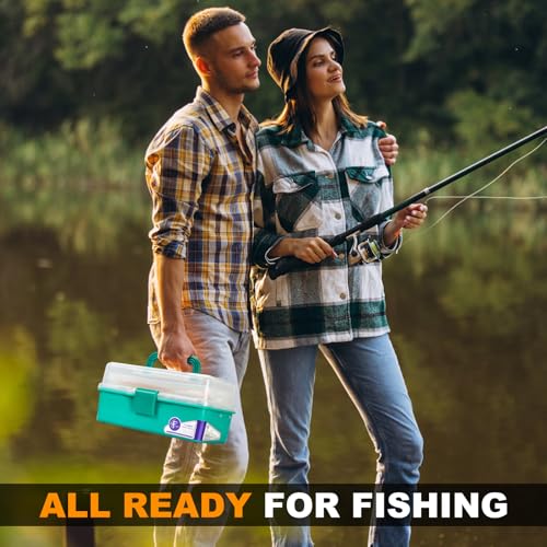 TCMBY 3 Layers Tackle Box with Tackle Included, 321Pcs Fishing Lures Kit Contains Pliers, Crankbait, Hooks, Weights & Accessories, Fishing Gear Bait Lure Gifts for Men Bass Freshwater (Green) - color: Green
