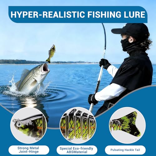 Keenjorika Fishing Lures Multi Jointed Fish Fishing Kits, Slow-Sinking Lifelike Segmented Swimbait Crankbaits, Realistic Swimming Action for Bass, Trout, Pike & Walleye, Freshwater and Saltwater - color: 3 Pack-Style 9