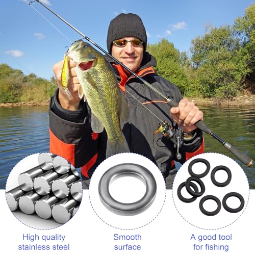 Pndeyo Fly Fishing Tippet Rings, Solid Tippet Connectors, Stainless Steel Freshwater Fishing Line Leaders - size: 60pcs 2mm/2.5mm