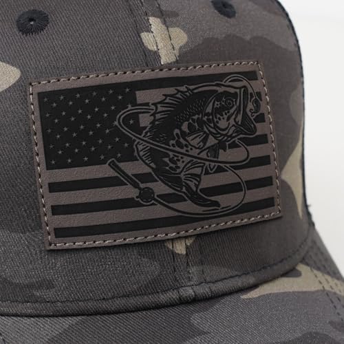 Fishing Gifts for Men - Snapback & Trucker Hats - American Flag Outdoor Fishing Hat - color: 04.camo-2(bassflag)