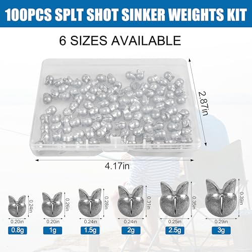 Split Shot Fishing Weights Sinkers,100pcs Removable Split Shot Fishing Line Sinkers Round Clip On Weights for Freshwater Saltwater Fishing - size: 3g-100pcs