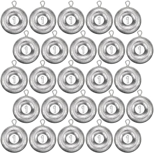 24 Pieces Fishing Disc Sinkers Weights Disc Sinker Fishing Sinkers Weights for Saltwater Catfishing Trolling Surf Tackle - size: 1 oz