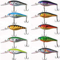 Fishing Lures Hard Bait Minnow Swimbait Crankbait Jerkbait Lure with Treble Hooks 3D Eyes Freshwater Saltwater Fishing Lures for Bass Trout Walleye Pike Catfish - color: B-10pcs-3.9in/0.35oz