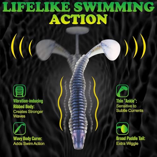 LUCKYFISHING Paddle Tail Swimbaits 10/16/20 PCS Fishing Lures Soft Plastic Lures for Trout Crappie Walleye Soft Baits for Bass Fishing Freshwater Saltwater 4.1/3.5/3/2.5 Inch - color: Blue Pearl, size: 2.5 inch-20pcs