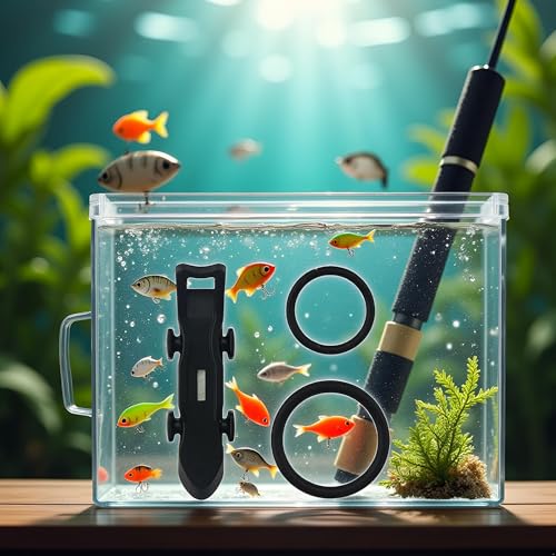 2 Black Different Rubber Rings Magnetic Fishing Hook Keeper Black Fishing Baits Holder Fishing Hook Secure Keeper Holder with Hooks Terminal Tackle and Accessories