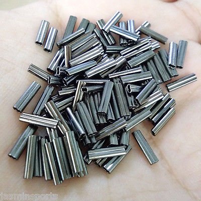 Double Barrel Crimp Sleeves Kit, Fishing Wire Leader Rigging Copper Tube Fishing Line Connector Tackle Kit - color: 300pcs-0.8mm+1.2mm+1.8mm Inner Dia