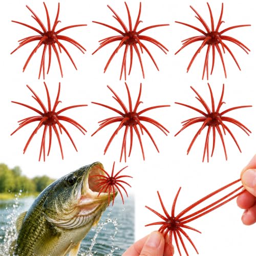 6Pcs Sea Urchin Bait, Realistic Fuzzy Dice Fishing Lure for Bass & Perch, Floating TPR Swimbait with Reflective Stars, 6 Colors Artificial Worm Bait for Saltwater & Freshwater - color: E, size: 4.33"