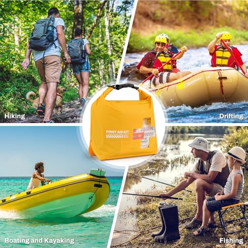 RHINO RESCUE Waterproof Boat First Aid Kit, Lightweight Boat Accessories Dry Bag, Emergency Marine Survival Supplies for Outdoor Kayak, Fishing, Floating, Swimming, Beach & Camping (Green) - color: Green