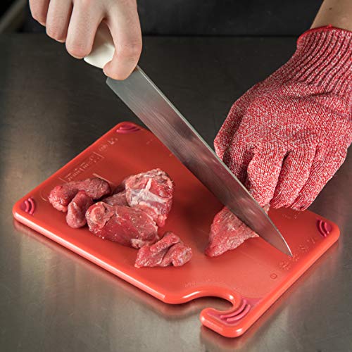 San Jamar Saf-T-Grip Plastic Cutting Board with Safety Hook, 6" x 9" x 0.375", Red - color: Red