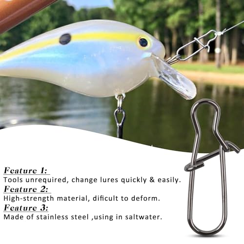 Stainless Steel Duo Lock Snap Clip Kit 100pcs/300pcs Fishing Swivel Lure Snaps High Strength Quick Change Fish Snap Clips Fishing Gear Hooked Snaps for Saltwater Freshwater