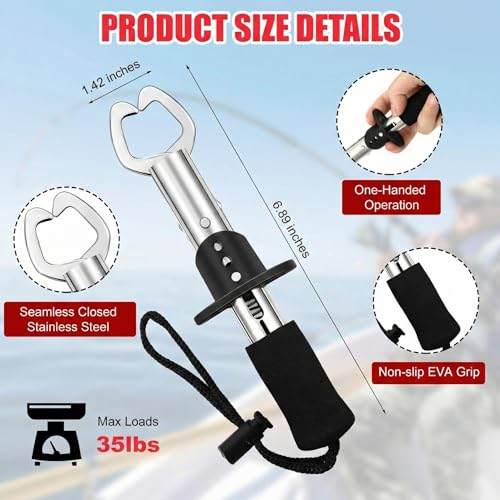 VioraWhite 8 Pieces Fishing Tools Kit Fish Hook Remover Set Include Fishing Pliers Lip Gripper Multifunction Scissors Gloves Towel Keychain Hook for Men Women Gifts - color: Red