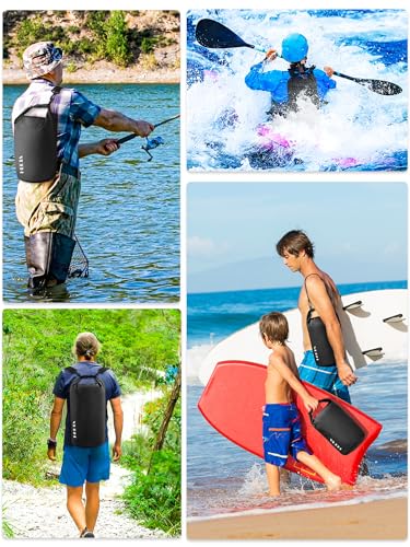HEETA Waterproof Dry Bag for Women Men, 5L/10L/20L/30L/40L Roll Top Lightweight Dry Storage Bag Backpack with Emergency Whistle for Travel, Kayaking, Boating, Camping, Beach, Cruise Ship Essentials - color: Black, size: 10L