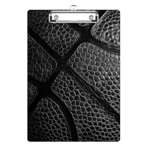 Basketball Texture Black Clipboard, Basketball Stripes Decorative Clip Board with Metal Clip Cute Plastic Clipboards A4 Standard Size 8.5" x 12.5" for Nurses, Students, Office - color: Basketball Stripes