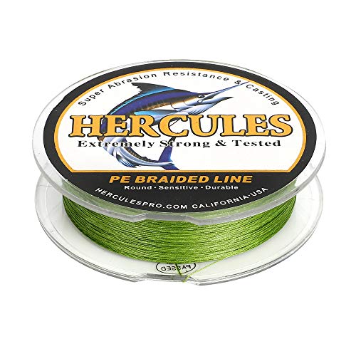 HERCULES Cost-Effective Super Cast 8 Strands Braided Fishing Line 10LB to 300LB Test for Salt-Water,109/328/547/1094 Yards(100M/300M/500M/1000M),Diam.#0.12MM-1.2MM,Hi-Grade Performance,Variety Colors - color: Army Green, size: 30LB-0.28MM-109YDS(100M)-8 S
