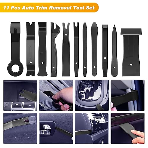 GOOACC 40Pcs Trim Removal Tool,Auto Terminal Removal Key Tool,Auto Clip Pliers Stereo Removal Tools,Car Upholstery Repair Removal Kit,Precision Hook and Pick Set,Wiring Threader,Car Film Scrape-Black - color: Black